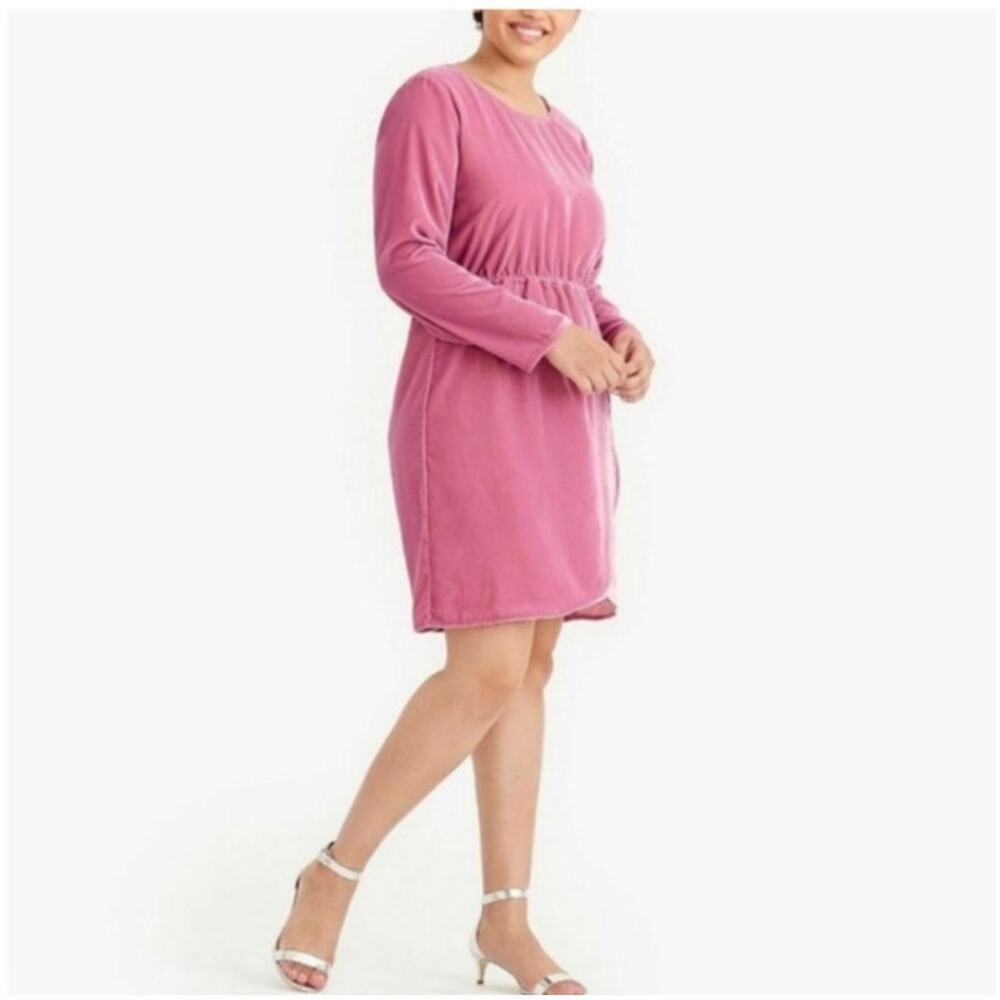 NWT J, Crew Velvet Tulip Hem Dress in Guava Berry K3470 Size 4